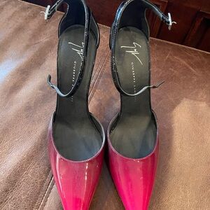 Giuseppe Zanotti Hot Pink Patent Pointed-Toe Ankle-Strap Pumps